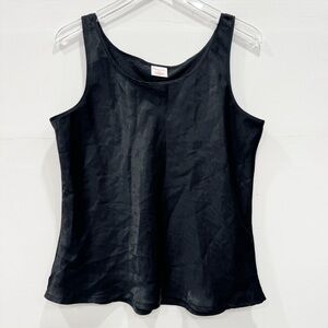 Enchanting Black Flowy Tank Top Satin Large 14/16